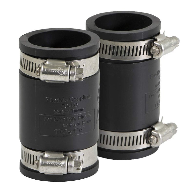 SUPPLYGIANT Supply Giant 6I44x2 Flexible PVC Coupling Inner Diameter 1.3 inch with Stainless Steel Clamps for 1-inch Pipe (Pack of 2) - Image 1